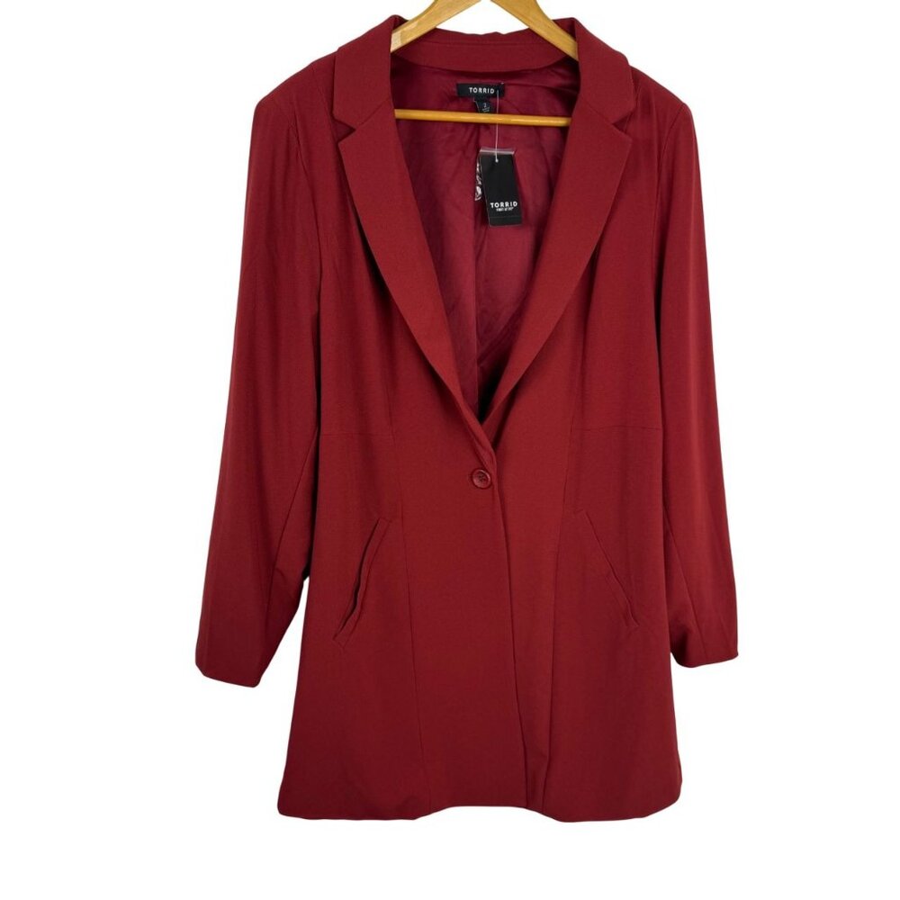 Torrid Women's Longline Blazer Jacket - Burgundy